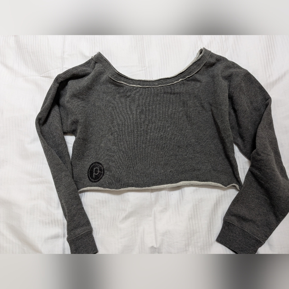Mono B For Pure Barre Gray Long Sleeve Crop Sweatshirt M